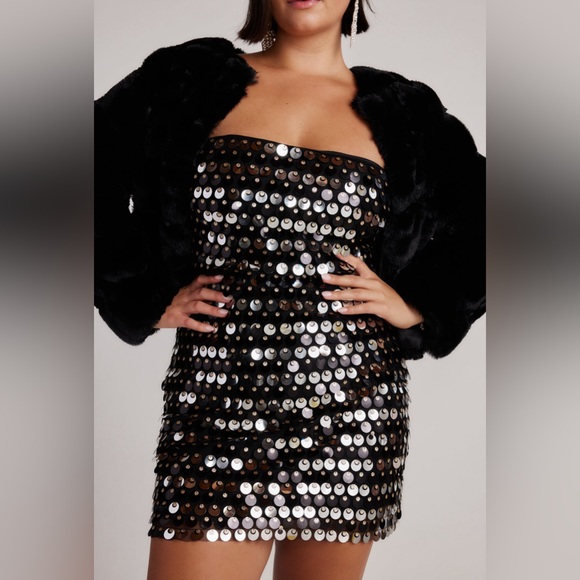 12th Tribe Pippa Black Disco Sequin Mini Dress - Picture 7 of 7